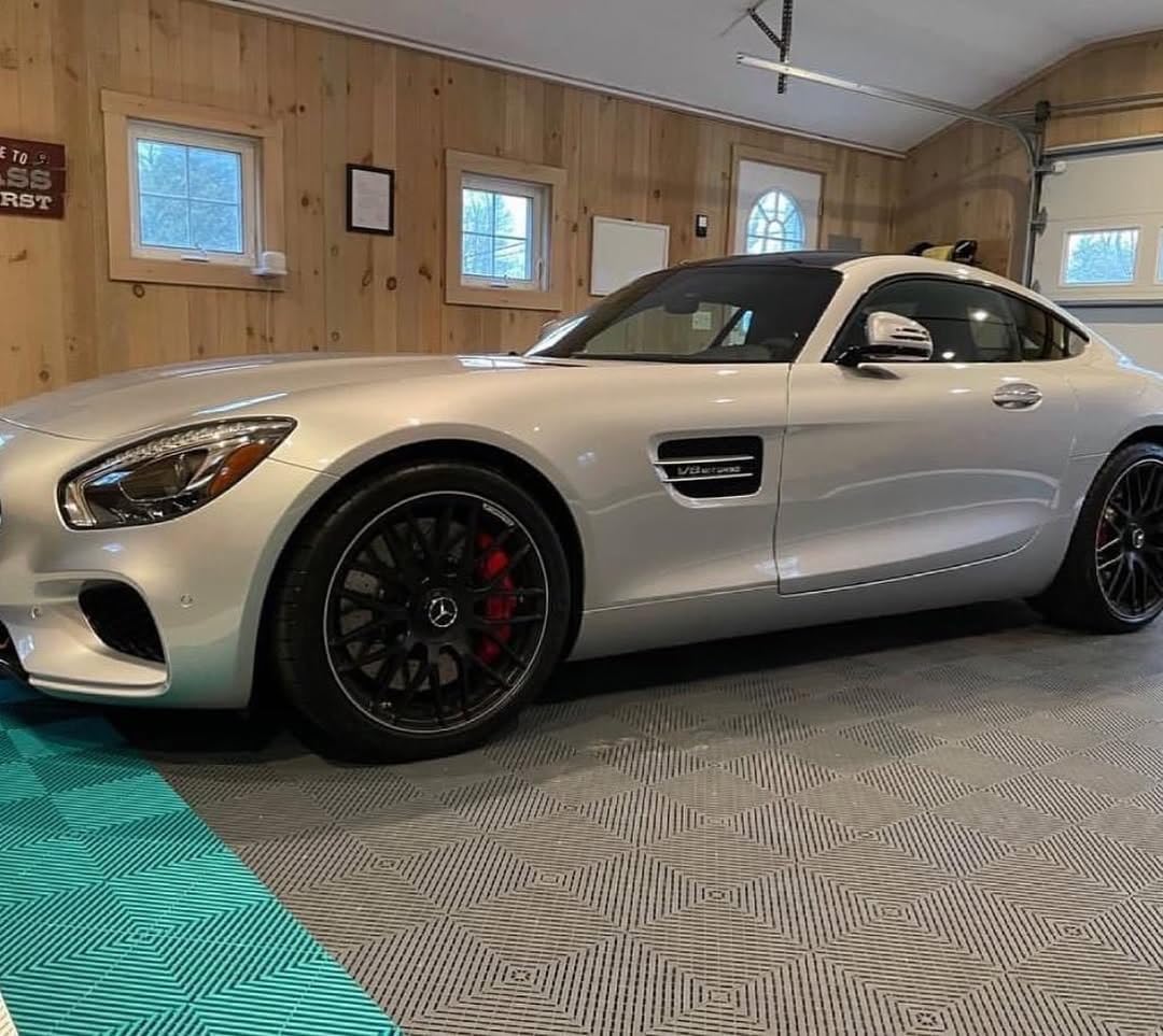 Swisstrax Ribtrax Smooth PRO Interlocking Garage Floor Tiles, 15.75 x 15.75-Inch, Citrus Yellow, 24 Piece Set