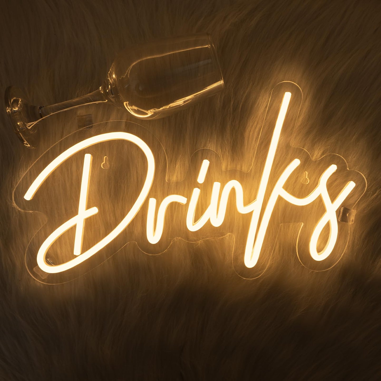 Looklight Drinks Neon Sign,Letters Bar Neon Light,Led Neon Signs for Wall Decor,Warm White Neon Light Sign,USB Light Up Sign for Kitchen Restaurant Bar Cart Accessories Christmas