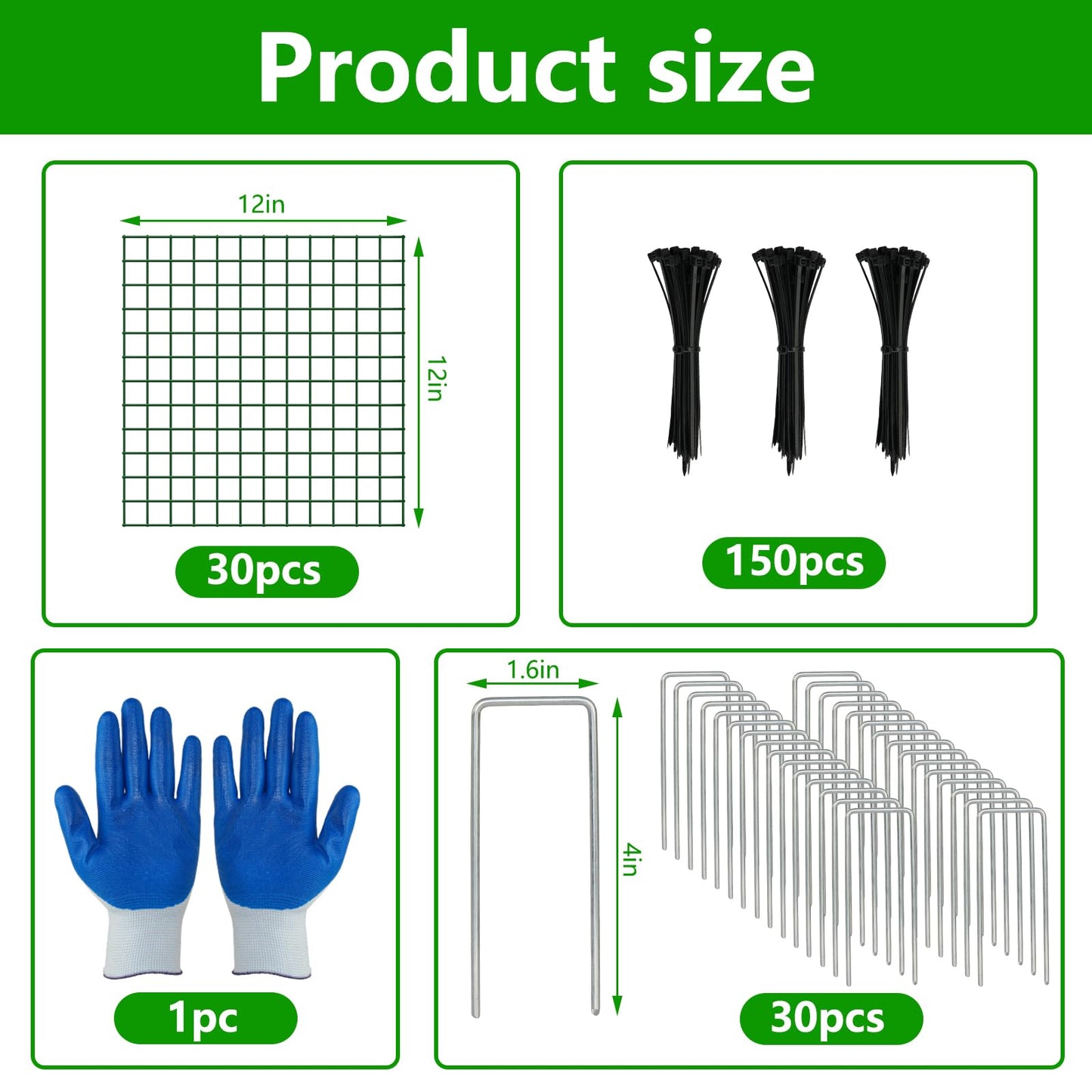 10 Pack Plant Protectors from Animals, 12''x12'' Metal Plant Cages for Outdoor Plants, Garden Plant Protector with Stakes & Zip Ties, Keep Rabbits Squirrels Out, Plant Cage for Flowers Vegetables