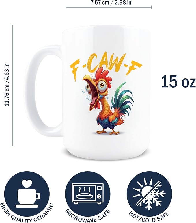 Hogg F Caw F Coffee Mug, 15 oz Ceramic Hidden Message Coffee Cup, Fcawf, Fcawf Mug, Rooster Cup, F-Caw-F, F-Caw-F Gifts, Gag Gifts Funny Adult, White Elephant Ideas