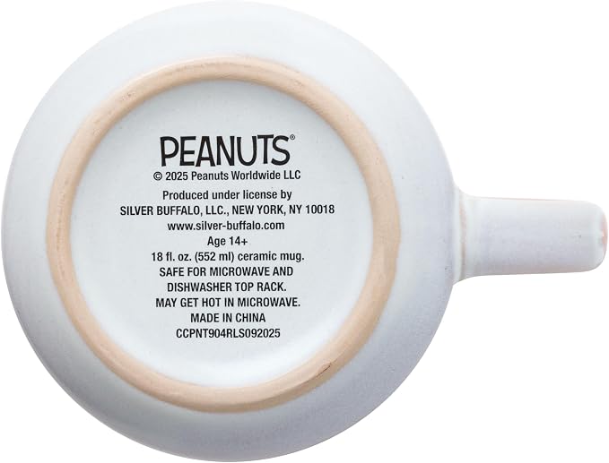 Silver Buffalo Peanuts Featuring Snoopy Hearts Love Reactive Glaze Tapered Pottery Mug, 18 Ounces