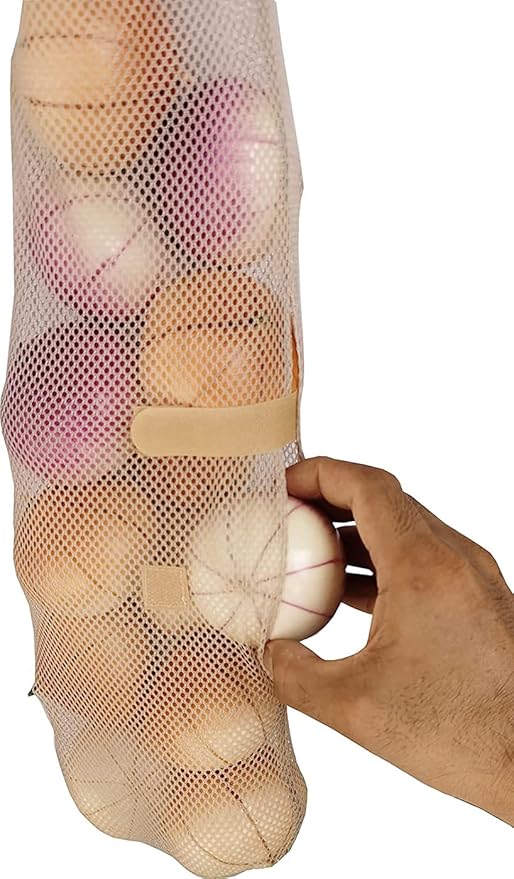 Ahyuan Hanging Mesh Storage Bags 5 Pack Onion Garlic Potatoes Net Mesh Bag Long and Large Reusable Net Produce Bags for Fruit Veggies Garbage Bag for Home RV Camper