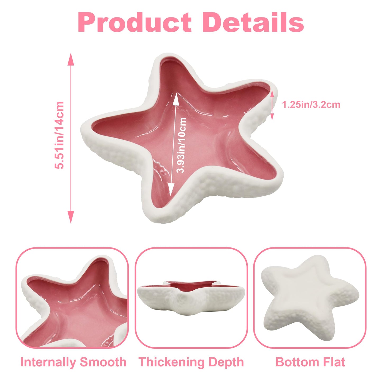 YITOBA Ceramic Seashell Jewelry Dish tray, Small Shell Trinket Dish, Jewelry Holder Dish Plate for Rings Earring, Aesthetic Decorative Key Bowl, Ocean Beach Pink Coastal Room Decor (Pink)
