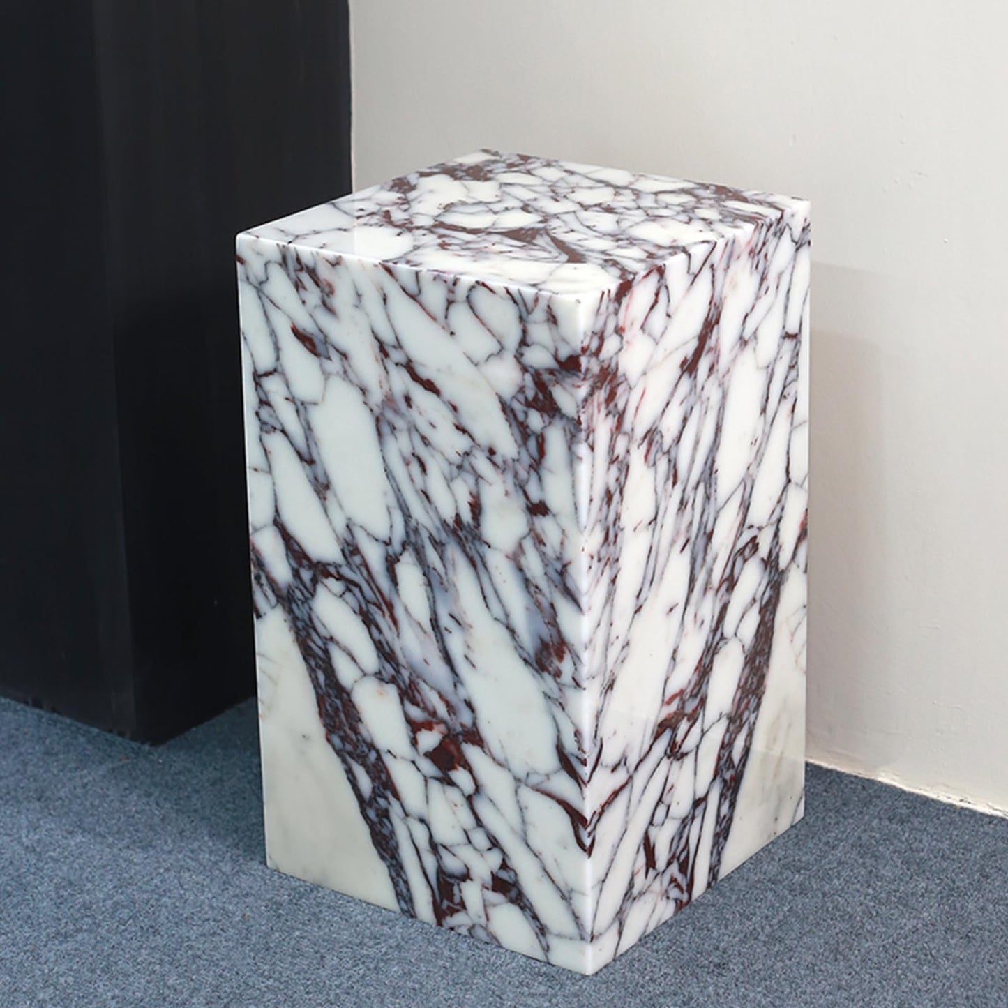 Luxury Marble Side Table,Square End Table for Modern Sofa and Bed, Living Room, Sofa, Bedroom（Calacatta Viola）