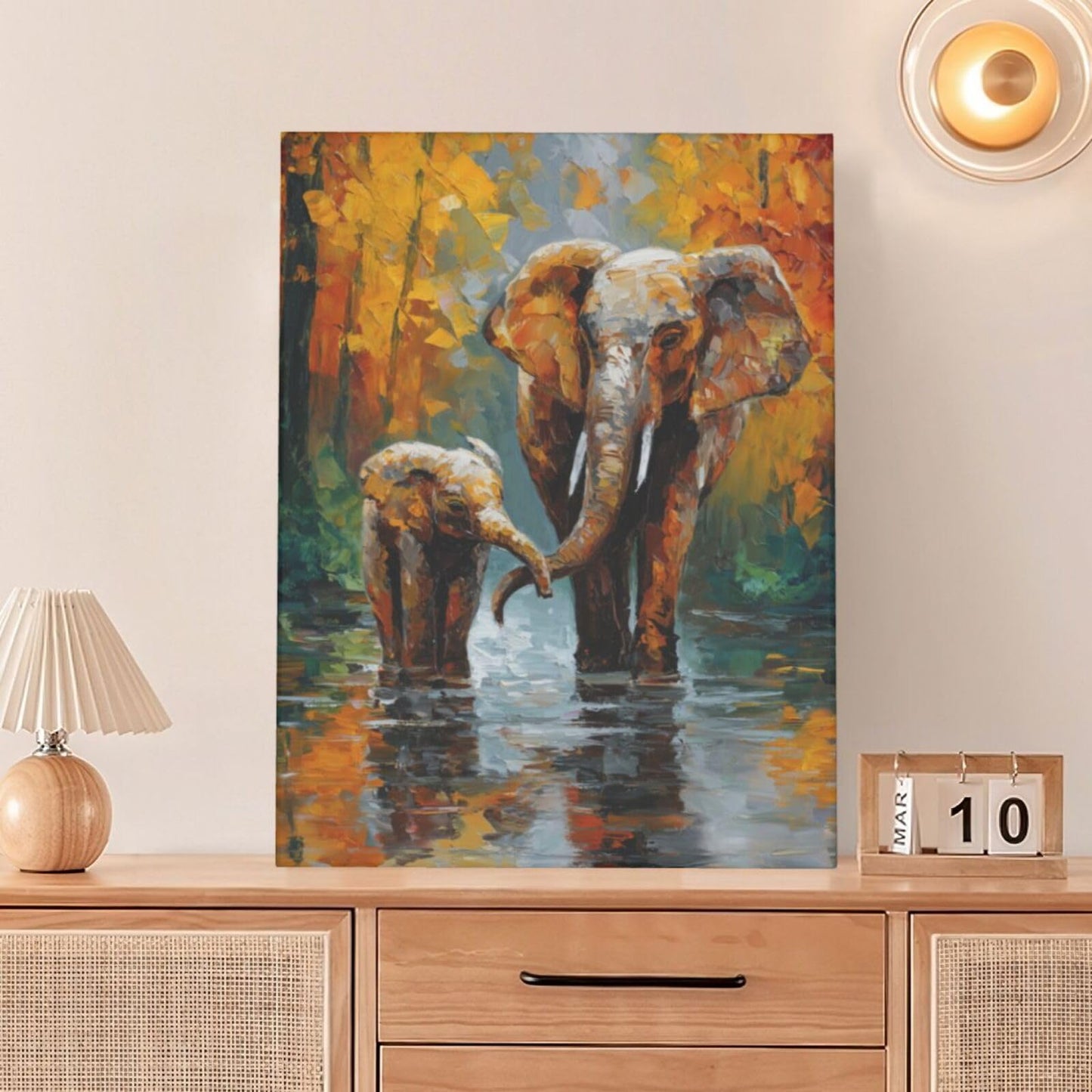 Elephant Wall Art Forest Canvas Wall Decor Pictures Paintings Prints Artwork Framed Decorations For Bathroom Bedroom Living Room Office Gifts 12" x 16"