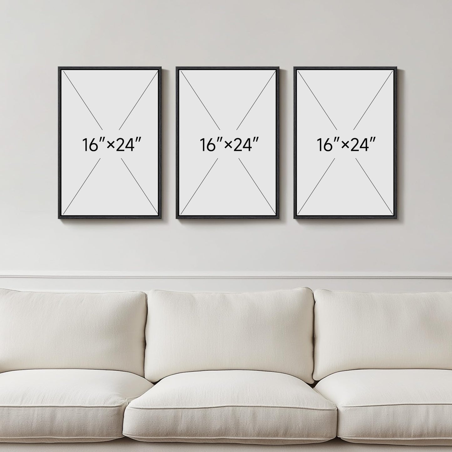 Framed Green Abstract Wall Art Bedroom, 3 Piece Botanical Modern Minimalist Canvas Print Artwork for Walls, Leaf Paintings Pictures for Small Living Room Dining Room Office Wall Art Decor, 16x24 Inch