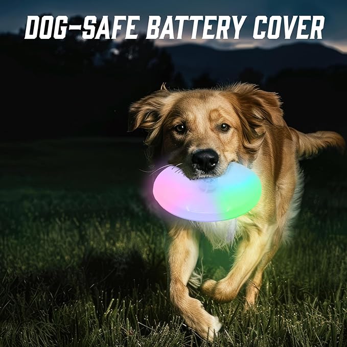 Lite N Bite LED Flying Disc - Light Up Dog Disk with Multi-Color LED, Batteries Included