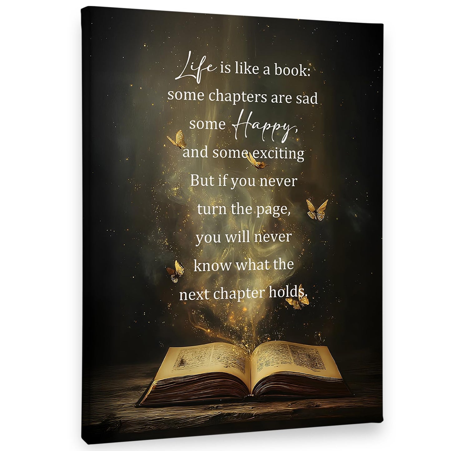 PHAMTE Inspirational Wall Art Decor Canvas 11x14, Motivational Quotes Pictures Decorations, Life Is Like a Book inspirational Quotes Framed Prints Artwork for Bedroom Living Room Office Decor