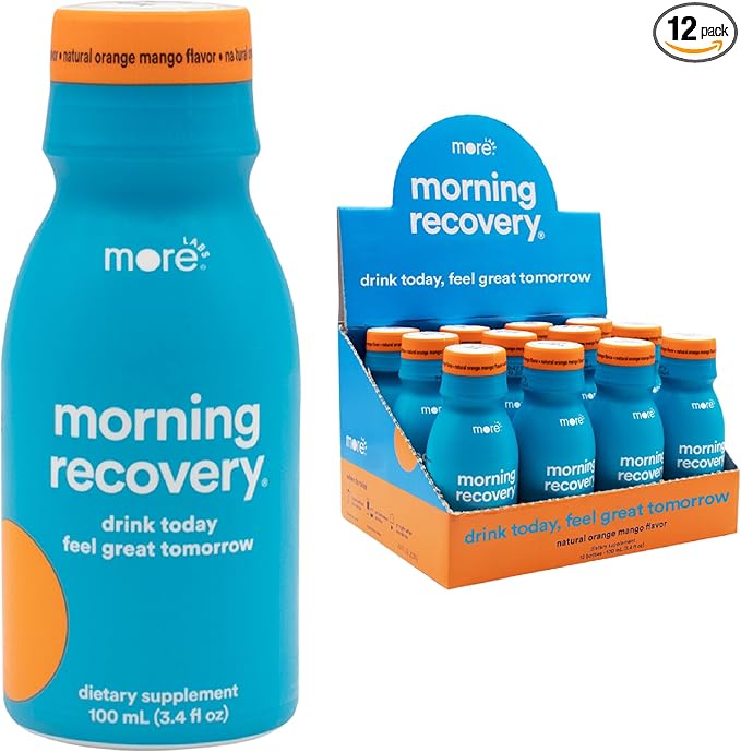 Morning Recovery Electrolyte, Milk Thistle Drink Proprietary Formulation to Hydrate While Drinking, Highly Soluble Liquid DHM, Non GMO, Vegan, Gluten-Free, Orange Mango, Pack of 12