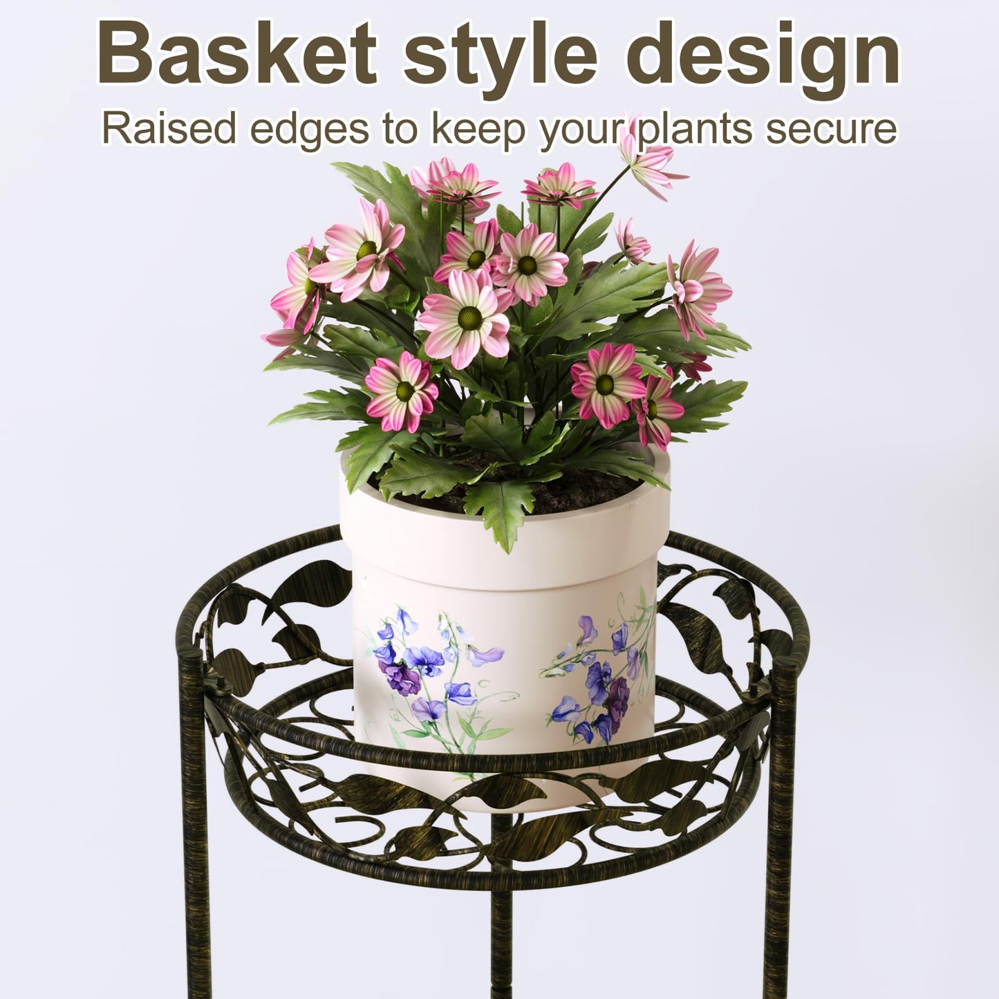 Kaelidra Plant Stand, Metal Plant Stand for Indoor Outdoor, Heavy Duty Tall 3 Tiers Plant Shelf for Multiple Plants Pots, Flower Pot Stand for Home, Patio & Garden (Copper)