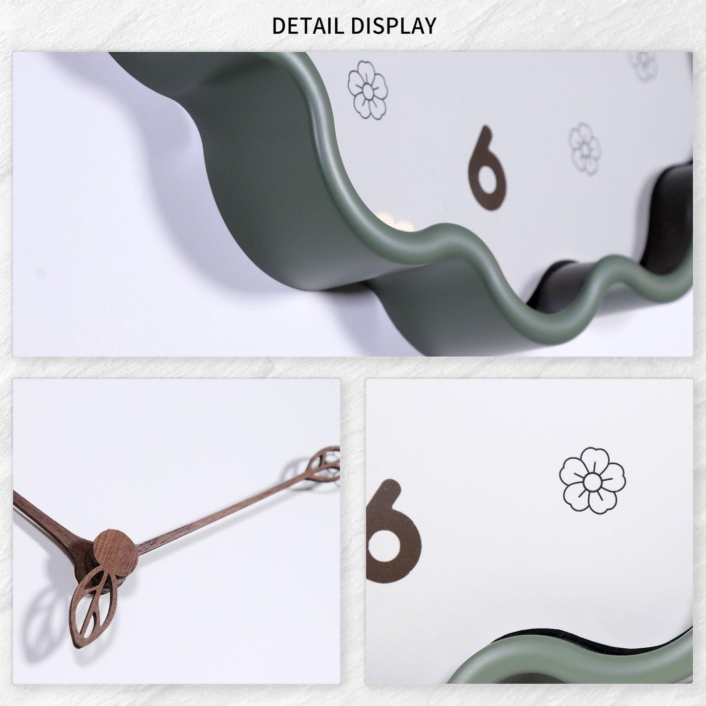 QIYAODECO Wall Clock, Modern Small Wall Clocks Battery Operated 14 Inch, Silent Non-Ticking Analog Classic for Office, Home, Living Room, Bathroom, Kitchen, Bedroom, School(Light Green)