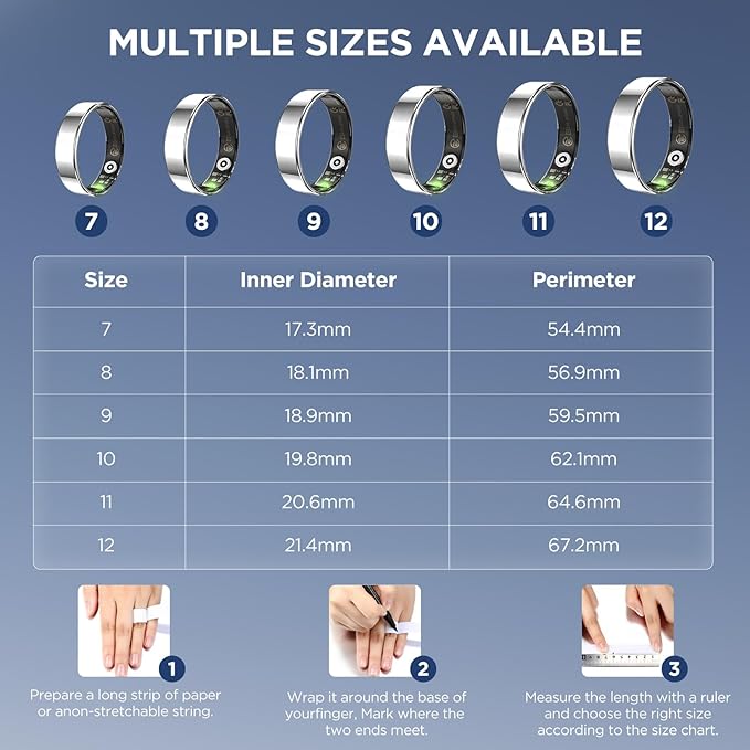 Fitness Tracker, Ultra-thin Smart Ring for Women Men,Health Activity Trackers,Fitness Ring with Sleep Tracker,Heart Rate Monitor,Step Counter,Calorie Pedometer,No Subscription,for iOS Android(Gold#11)
