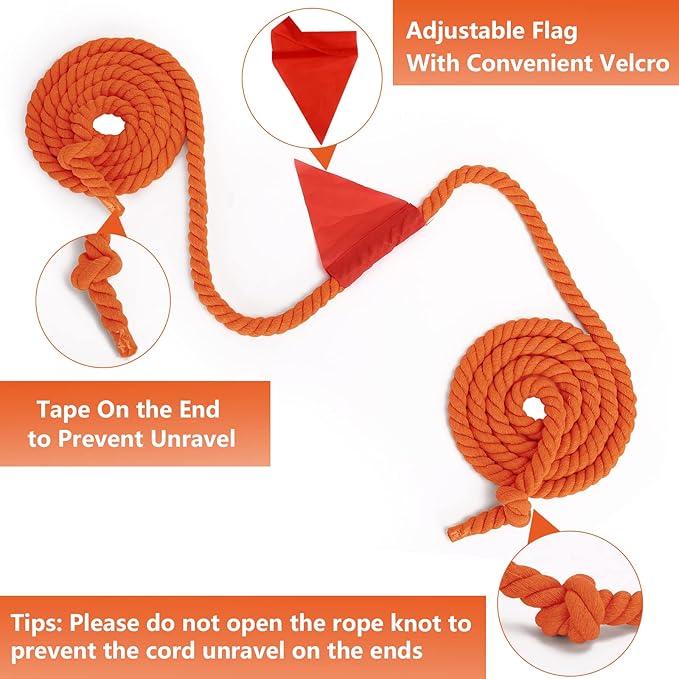 CWLAKON Tug of War Rope 40ft for Kids Adult, Outdoor Field Day Family Reunion Birthday Party Games, Orange, Includes 18 Medals, Storage Bag, Adjustable Center Flag