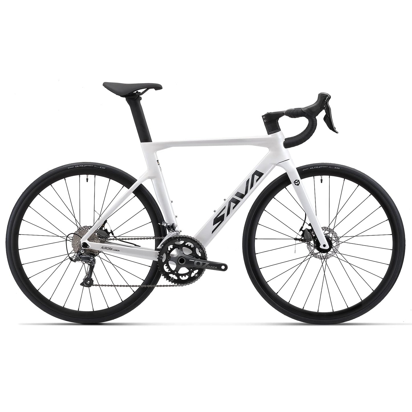 SAVADECK Carbon Disc Road Bike, Integrated Design Racing Bicycle Carbon Frame Carbon Fork with Shimano SORA R3000 Derailleur System 18 Speed Disc Brake Road Bike for Men or Women(White,51cm)
