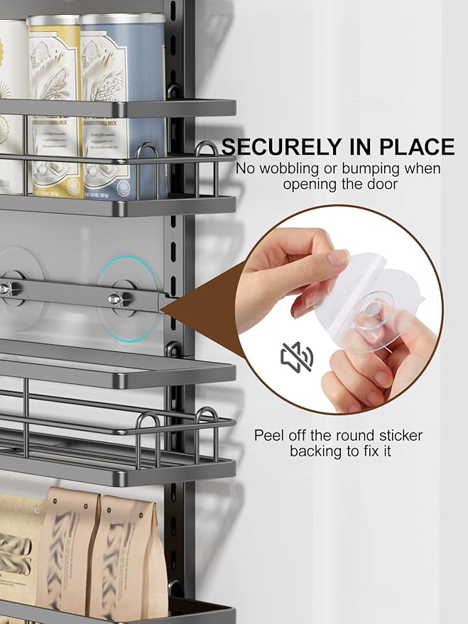 Delamu 9 Tier Over The Door Pantry Organizer, Pantry Organization and Storage, Hanging Spice Rack for Pantry Door Organizer, Metal Pantry Door Shelves for Kitchen Bathroom Laundry Room,15.3" Black