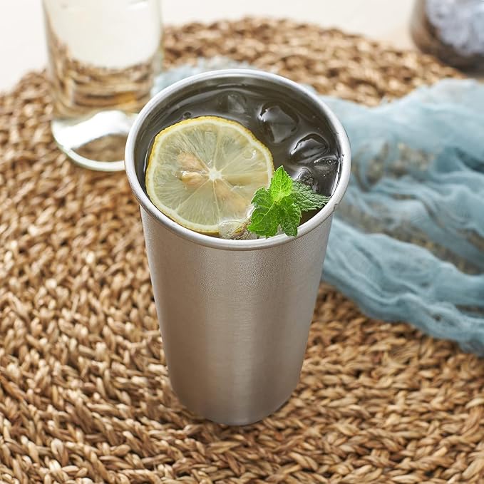 4 Pack 24oz Stainless Steel Pint Cup,Healthy Unbreakable and Stackable,Metal Drinking Glasses