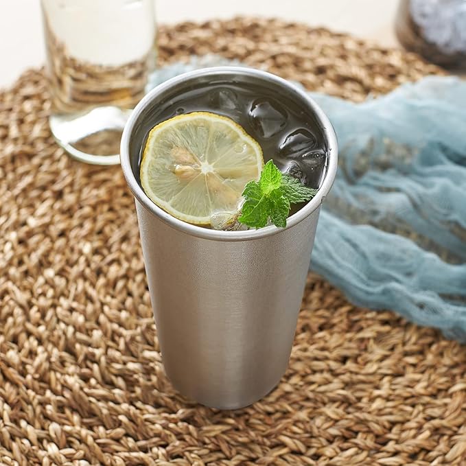 16 Pack 24oz Stainless Steel Pint Cup,Healthy Unbreakable and Stackable,Metal Drinking Glasses