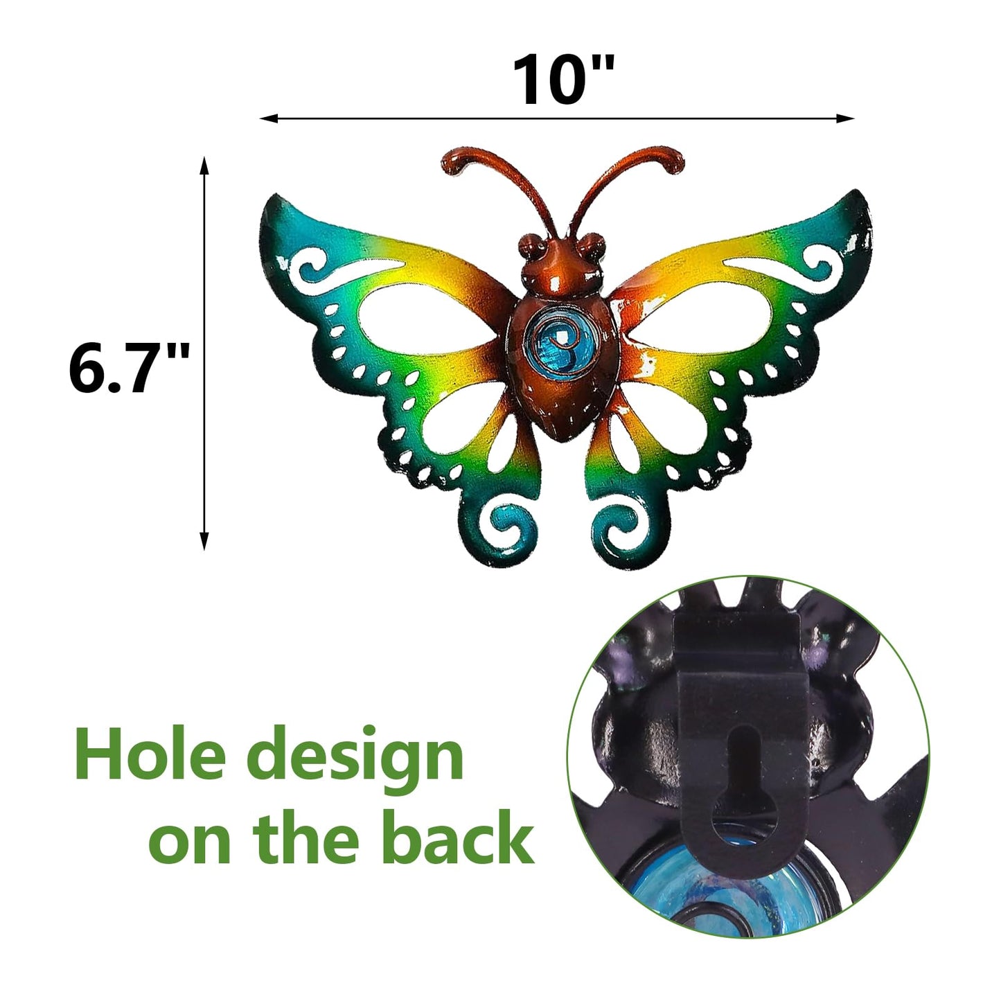 BVLFOOK Garden Decor Clearance Metal Butterfly Wall decor 3D Wall Art Hanging Valentine for Patio Fence, Set of 3, 9 inch, Indoor Outdoor Valentine Gift for Family