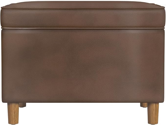 Spatial Order Home Decor | Dinah Collection Modern Storage Ottoman | Ottoman with Storage for Living Room & Bedroom(Brown Faux Leather)