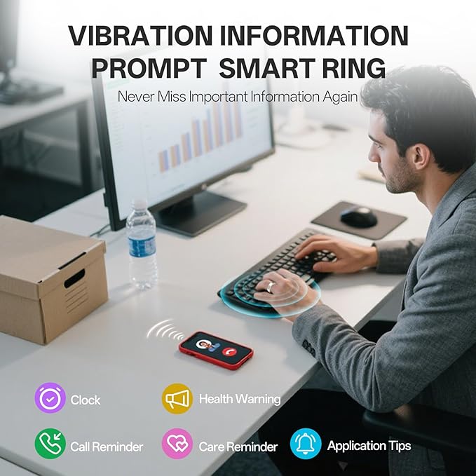 Smart Ring with Vibration Alerts, health tracker ring with Body Temperature Monitor, Heart Rate, Sleep & Fitness Tracking, Waterproof Activity Ring for Men & Women, No App Fees (Rose Gold, 9#)