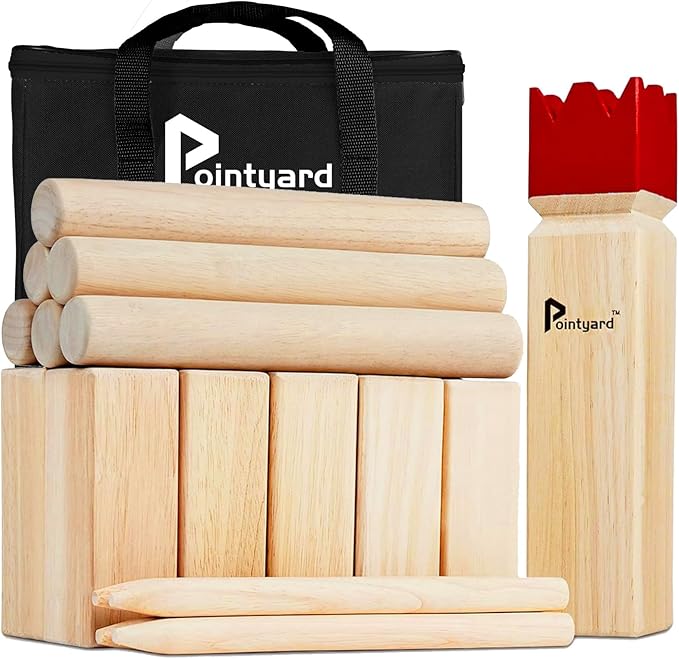 Pointyard Kubb Yard Game Set, Kubb Game Set with Carrying Bag - Wooden Toss Game Set for Outdoor Lawn Teenagers Adults Family