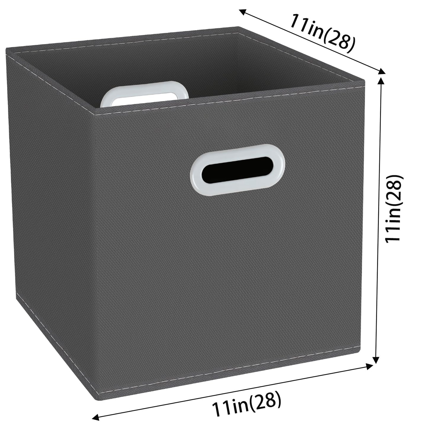Yunkeeeper storage bins Cubes, Fabric Cube Organizer with Handle, Foldable Cube Bins for Cloth or Accessary Storage, 11x11x11, Set of 3,(Gray)