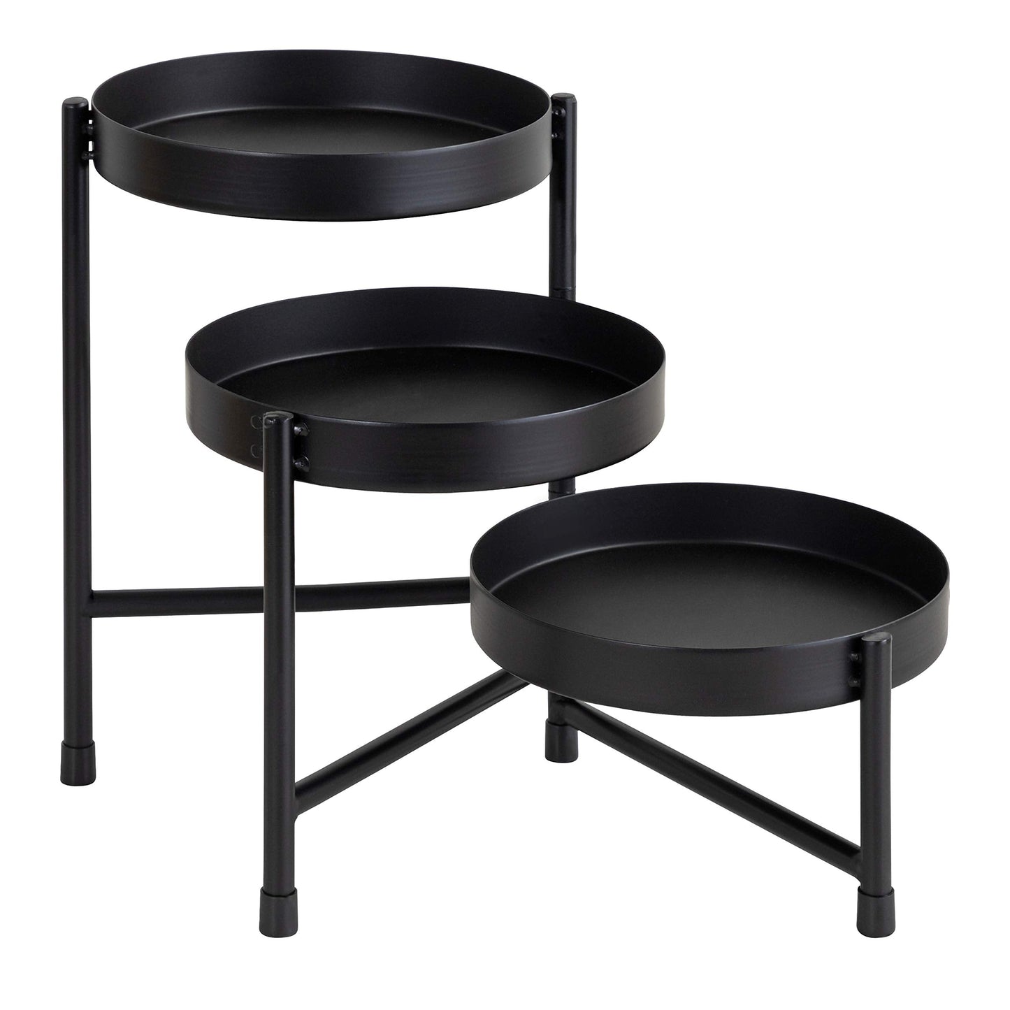 Kate and Laurel Finn Modern Tri-Level Metal Plant Stand, 7.25 x 7.25 x 10, Black, Indoor Multi-Tiered Plant Stand for Tabletop