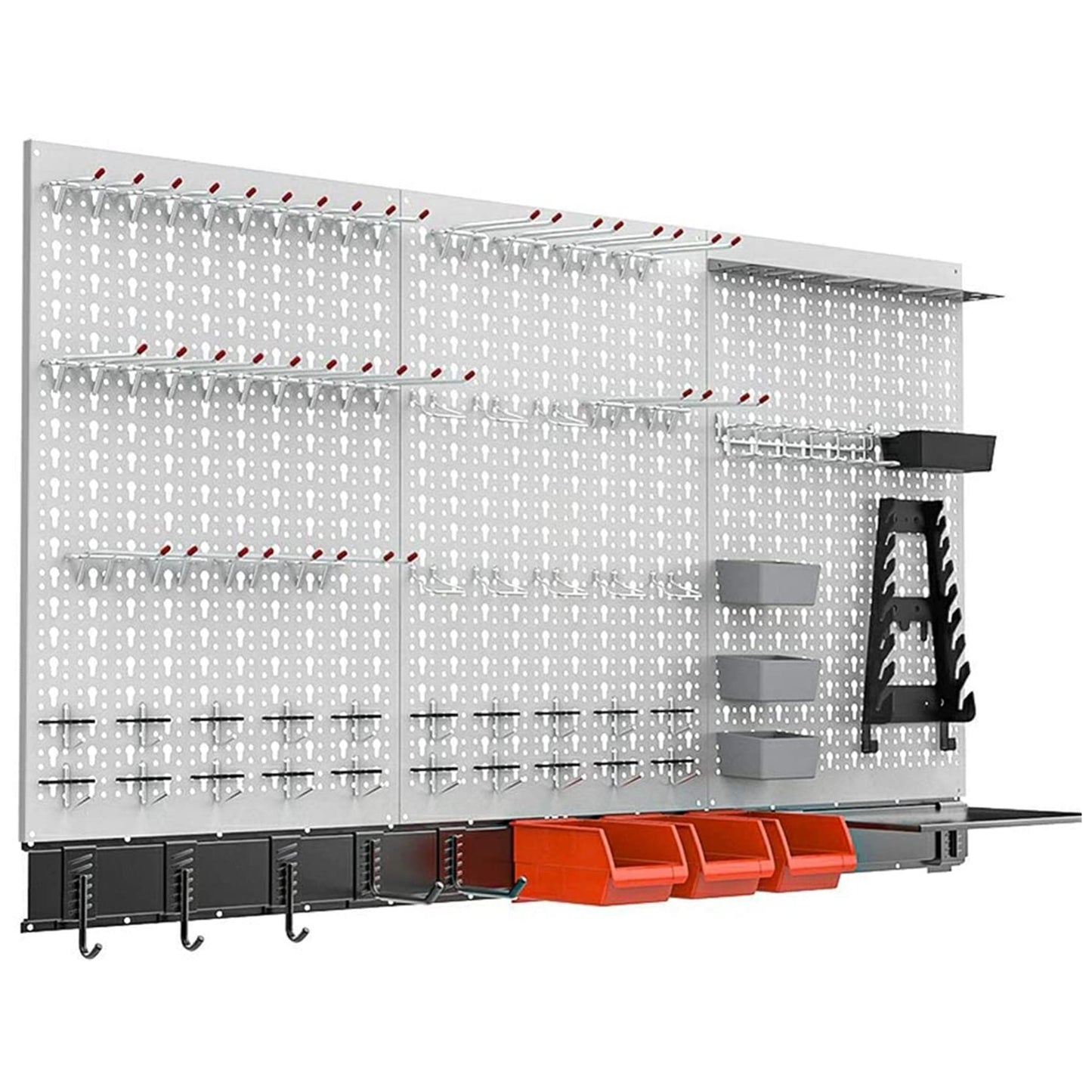 TORACK 109 PCS Pegboard Wall Organizer 4 ft. Garage Metal Pegboard Utility Tool Storage Kit w/Toolboard Hooks & Pegboard Hooks Accessories, Wall Mounted Storage Bins & Shelf