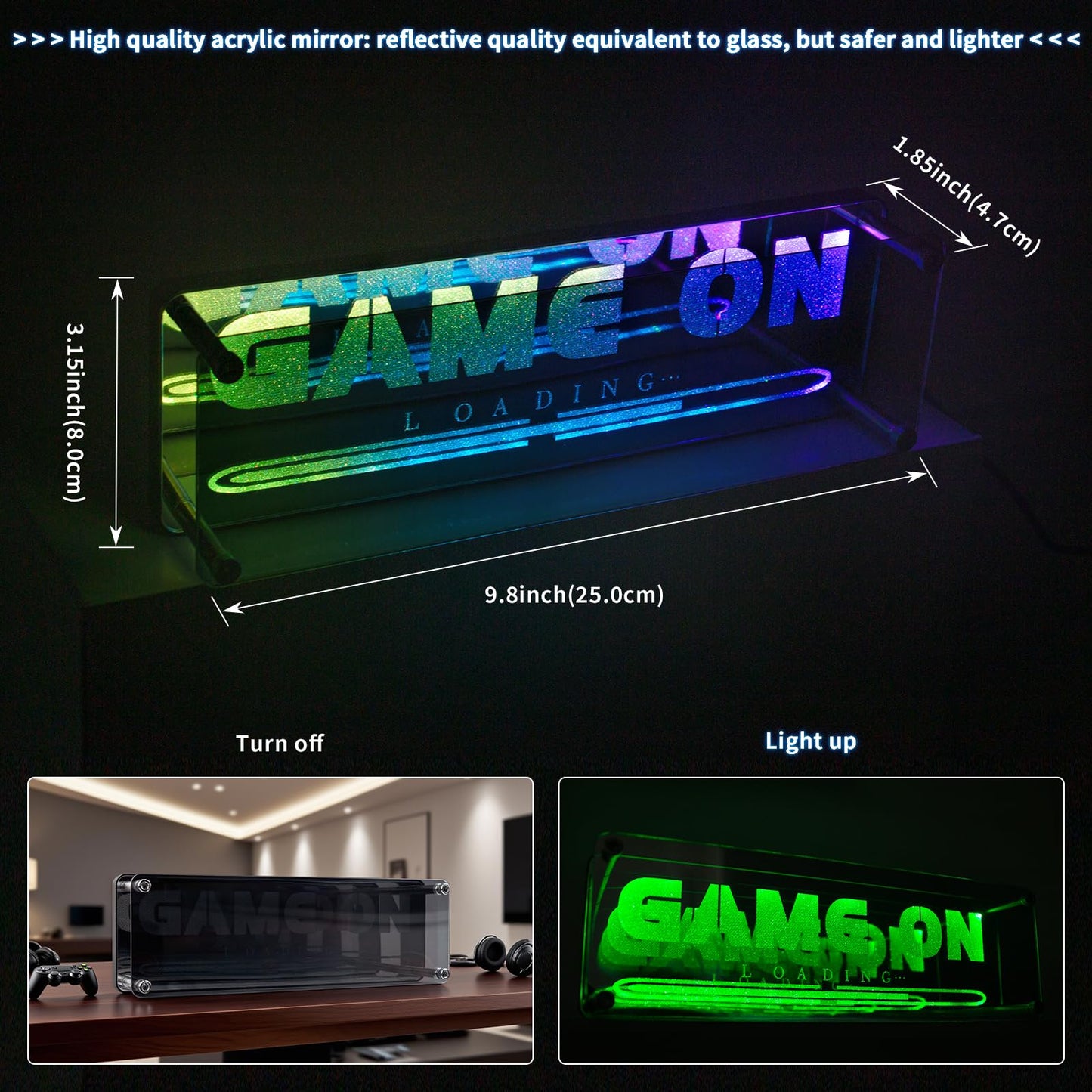 Gaming Neon Sign Game On Neon Lights LED Gamer Room Decor Gaming Desk Accessories for Teen Boy Room | Gamer Gifts for Boys & Kids | Usb Powered, Bluetooth APP Control, Music Sync & 210 Scene Modes