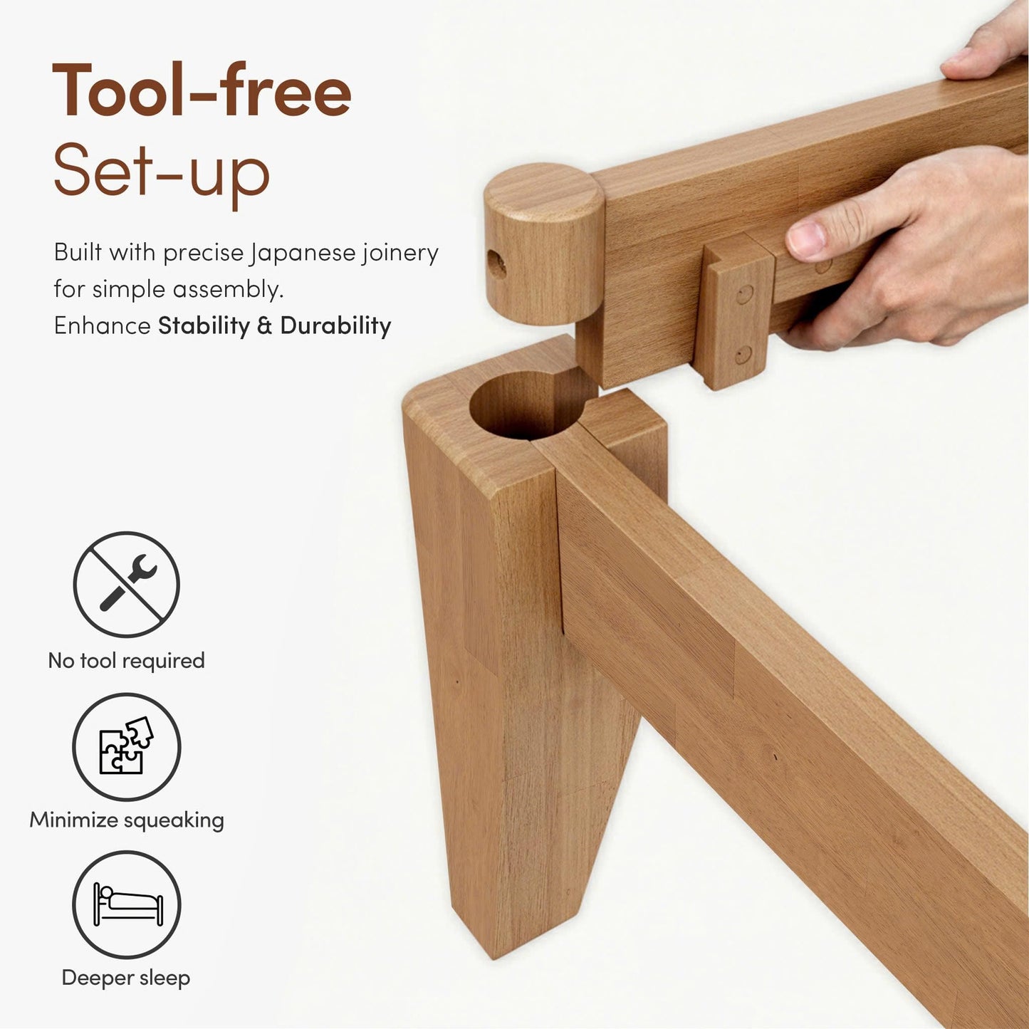 AllForWood Thor Premium Solid Wood Bed Frame Full, Japanese Joinery Bed Frame with Wood Slat Support, Platform Bed, No Box Spring Needed, Easy Assembly, Minimalist & Modern Style (Light Brown)