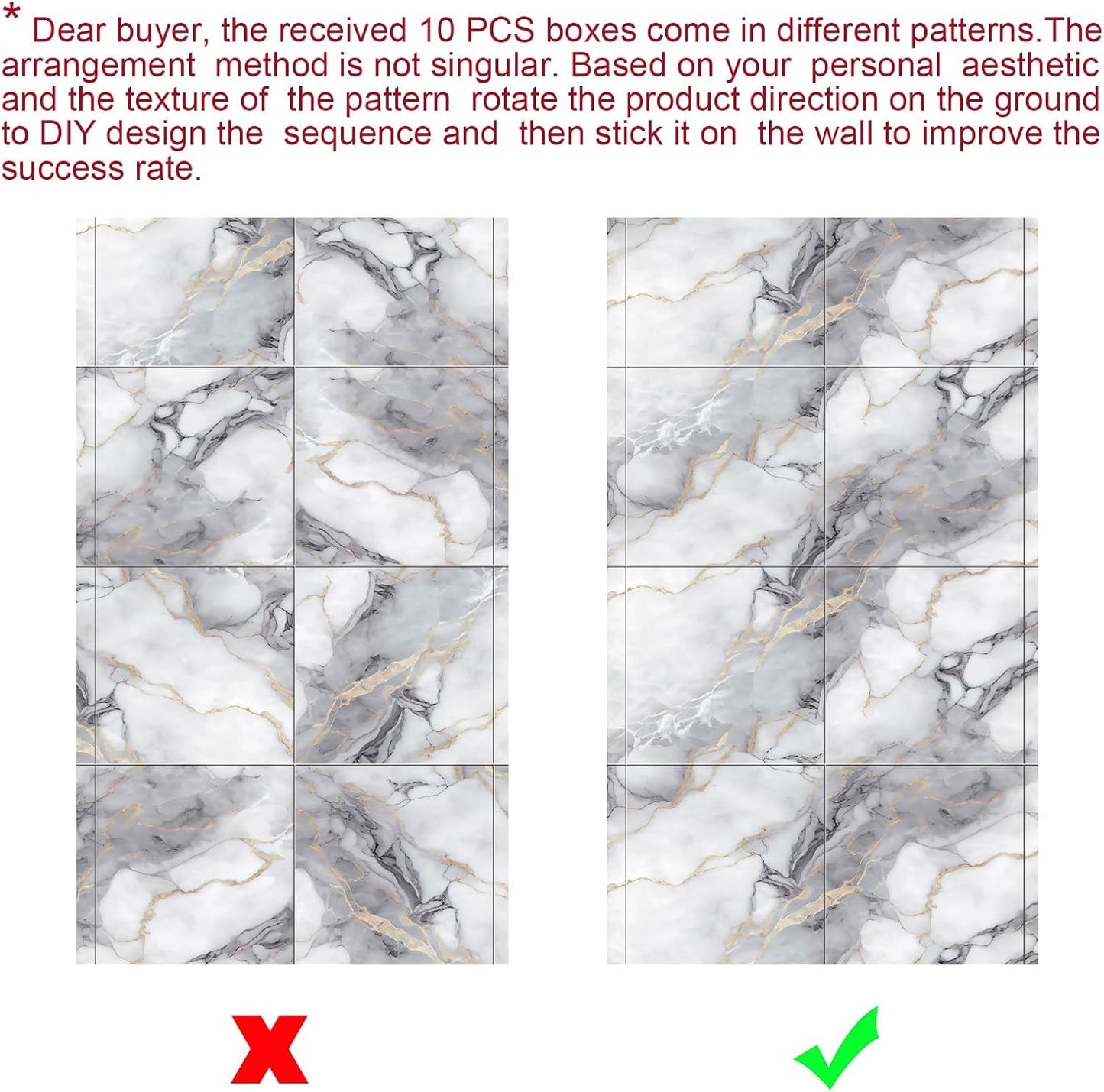 Chejiaye 22pcs Marble Peel and Stick Backsplash Surface Waterproof Wall Panels,Self-Adhesive Marble PVC Foam Wall Panels for Kitchen, Bathroom - 11.8"x11.8" Kitchen Tile(Not Real Tiles,Colorful)