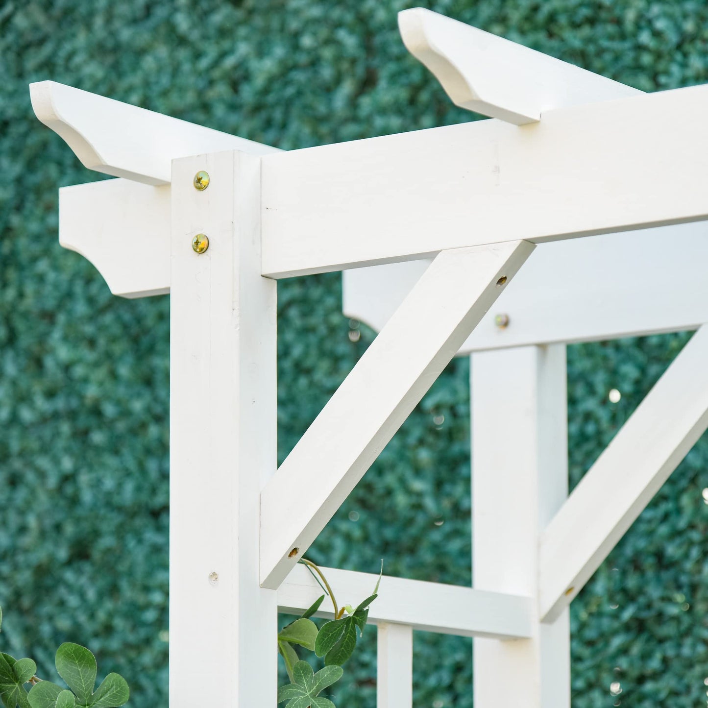 85" White Wooden Garden Arch with Trellis, Outdoor Arbor for Climbing Vines, Heavy Duty Wood Frame Trellis for Roses, Wisteria, Cucumbers, Backyard Patio Decor