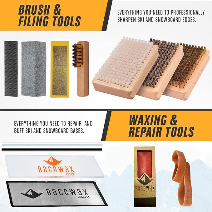 RaceWax Digital Elite Ski Snowboard Tuning Kit: Complete Edge-Base Tools, Wax, Iron - (FD-1000)