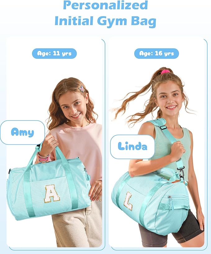 Party Favors for Teenager, Girl Gym Bag, Kids Initial Overnight Duffel Bags with Shoe Compartment, Personalized Travel Bag with Makeup Pouch, Gift for Daughter Niece Sister (Letter O)