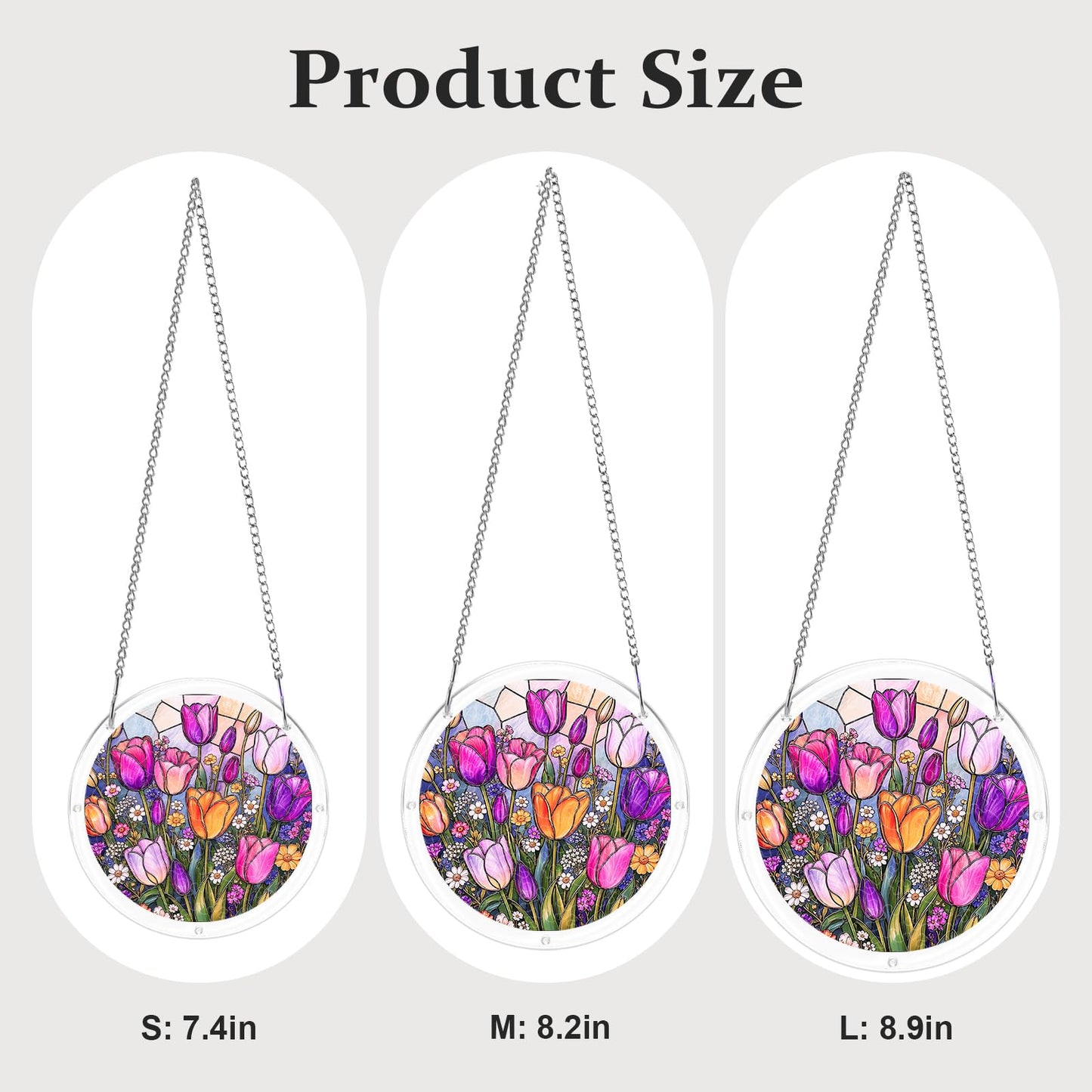 AOSERI Acrylic Puzzle Suncatcher Window Hanging, Tulip Garden Sun Catchers DIY Crafts Puzzle for Adults Home Garden Decor Gifts for Women, Men, Wife, Mom-8.9 in