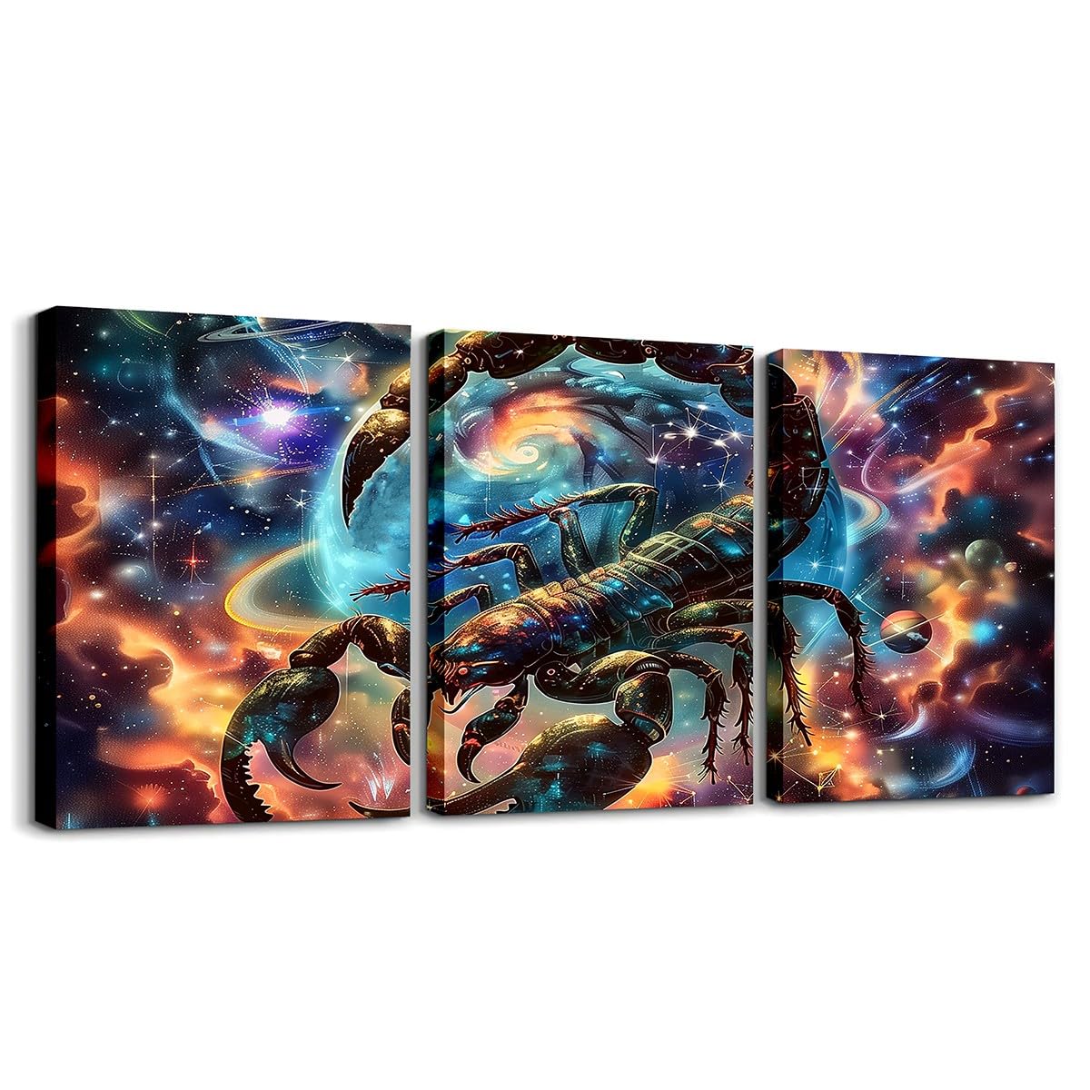 Scorpio Wall Art for Living Room,12 Constellations Zodiac Wall Decor for Bedroom Wall Decorations for Kitchen,Astrology Nebula Galaxy Wall Paintings Office Canvas Pictures,Set of 3