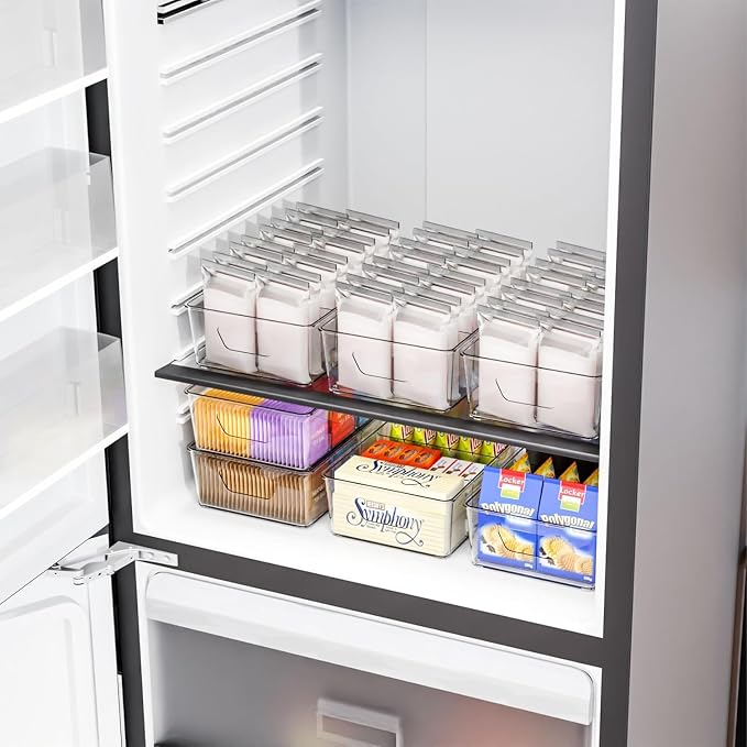 Stackable 8 Pack Snack Organizer for Pantry Shelf,Clear Pantry Organizers and Storage Bins for Fridge,Office,Cupboard,Plastic Pantry Snack Organizer For Breast Milk,Tea Bag,Food Storage Containers