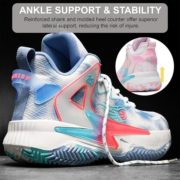 Moodeng Womens Basketball Shoes Breathable Non Slip Sports Shoes Fashion Running Sneakers Supportive Athletic Gym Shoes