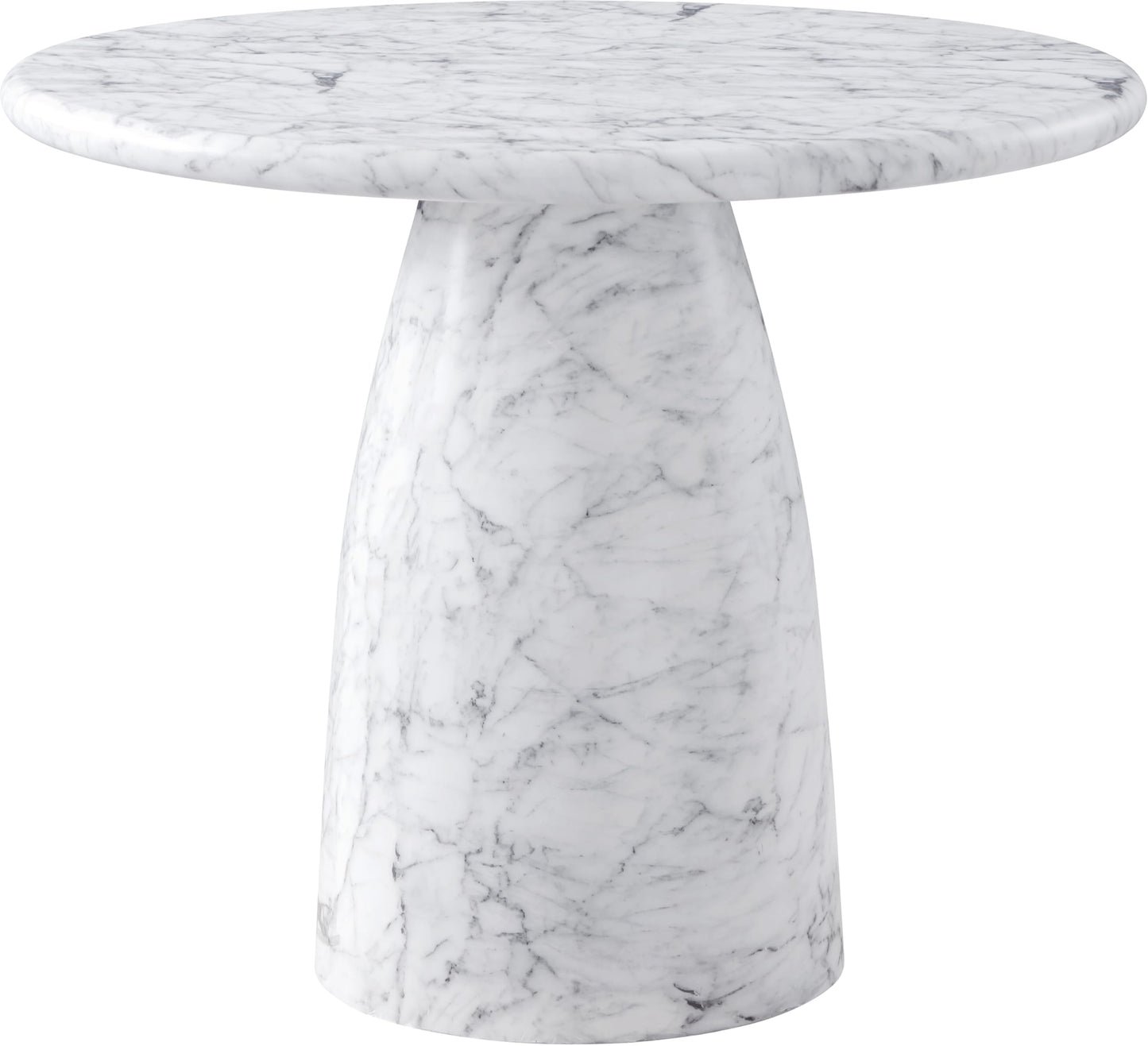 Meridian Furniture 700White-T Cosenza Collection Art Deco 36" Indoor/Outdoor Concrete Dining Table with White Marble Finish, 36" W x 36" D x 30" H, White