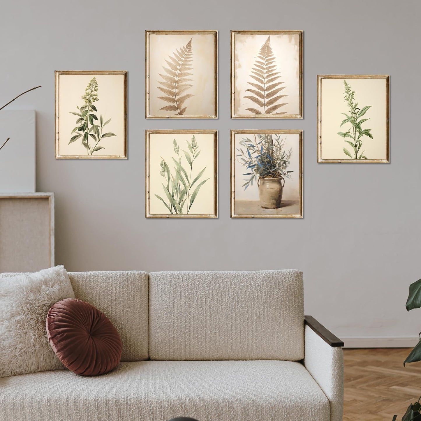 WINDVALE Botanical Wall Art Prints,Tropical Plants Leaves Prints,Rustic Neutral Floral Poster Retro Wildflower Wall Art Decor for Living Room Bedroom Bathroom Office 8x10 Unframed