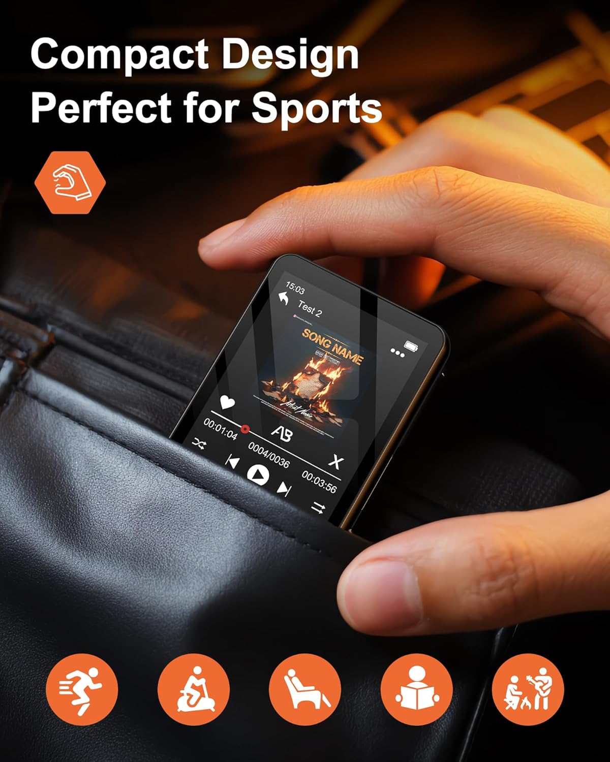 AGXOV 64GB MP3 5.3, (D28) Player with Bluetooth Music Player with Built-in HD Speaker, FM Radio, Voice Recorder, HiFi