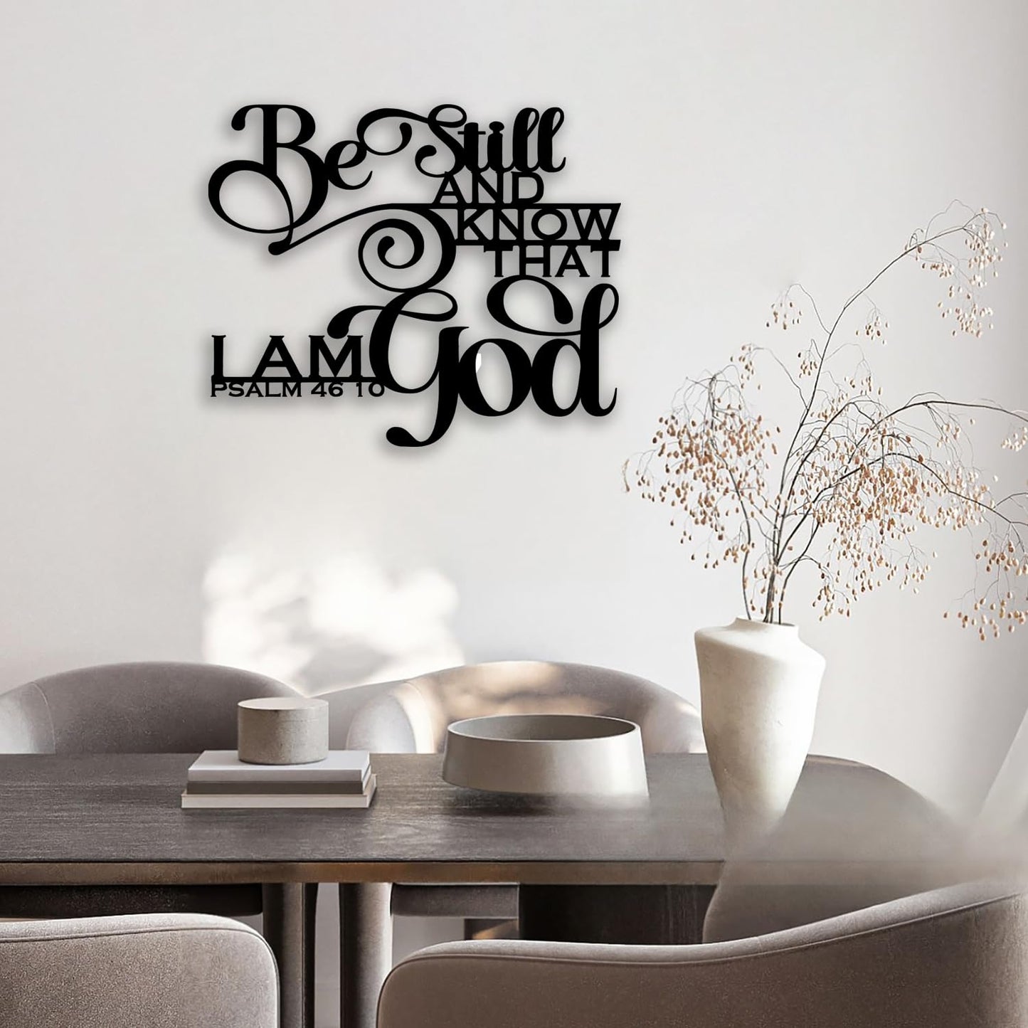 PSALM 46 10 Metal Wall Decor - Christian Room Decor Scripture Inspirational Wall Art Home Decor for Living Room, Bedroom, Dining Room, Bathroom, Office (Black)