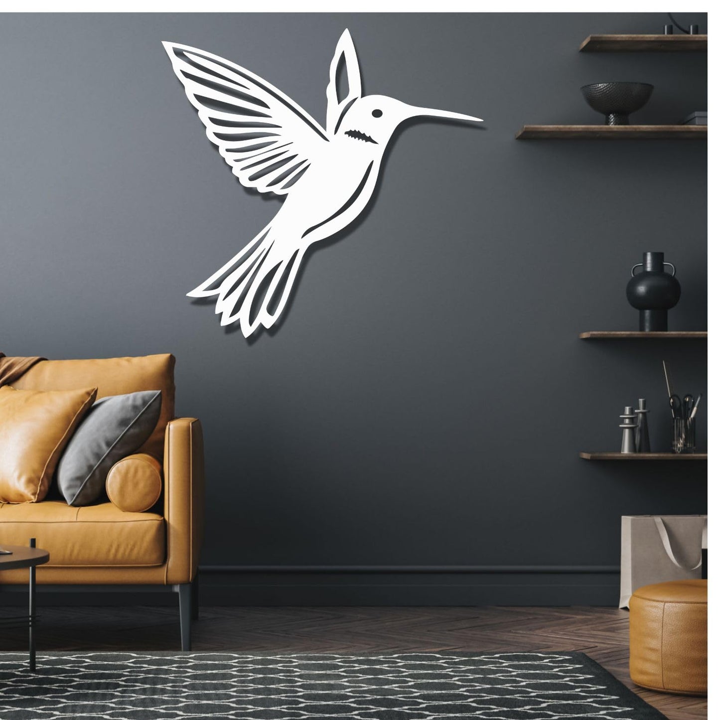 ENJOYOO Metal Hummingbird Wall Decor, Metal Hummingbird Wall Art Outdoor Decor, Bird Wall Decor (Black, 24×23in/60×58cm, metal wall art)