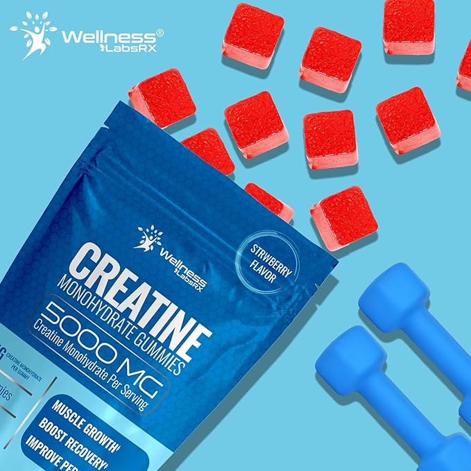 Creatine Gummies 5000mg, 30 Servings Creatine Monohydrate Gummies, Strawberry Flavor Creatine for Men - Pack of 2