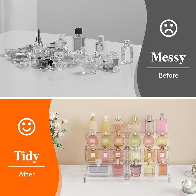 Lifewit Perfume Organizer, Bedroom Decor, Cologne Cupcake Stand, Tool-Free Assembly, Makeup Display Shelf for Vanity Bathroom Counter Storage, Clear, 23 cm/9", 1 Pcs