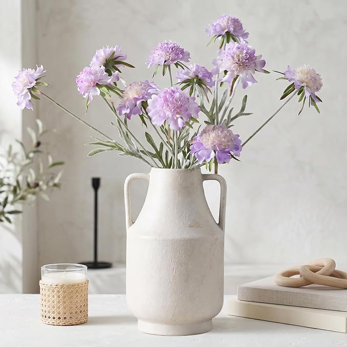 Ceramic Flower Vase, 10.7in Farmhouse Table Rustic Vases, Small Flower Terracotta Vases for Home Decor, Living Room,Table, Handcrafted (Antique)