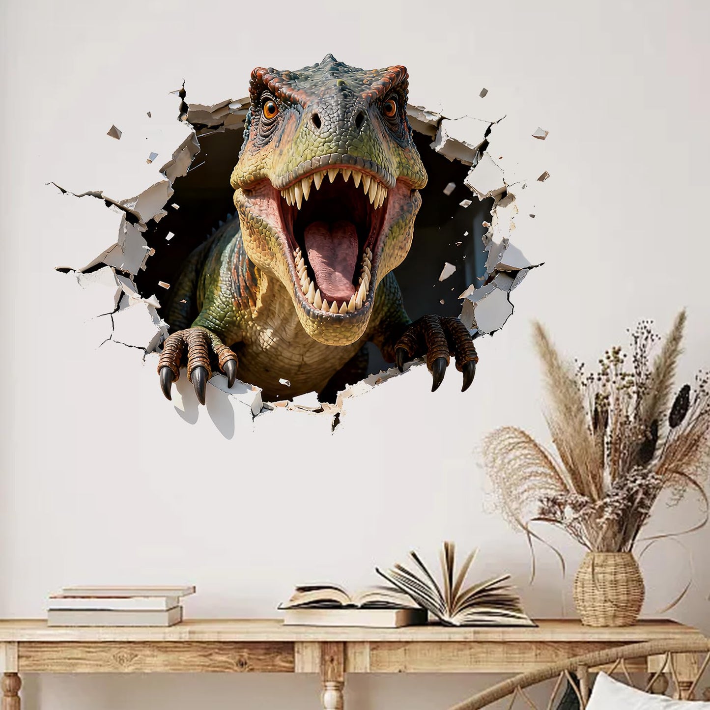 Dinosaur Wall Decals, 3D Large Dino Crack Wall Stickers - Peel and Stick Wall Art for Bedroom, Playroom & Classroom Decor
