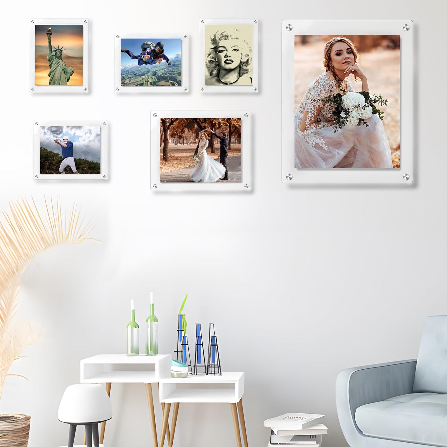 JUOIFIP 16x20 Acrylic Floating Art Frame for Wall Mount, Clear Magnetic Picture Frame for Artwork Display,Certificates Documents Frames for Family,Office,Wedding