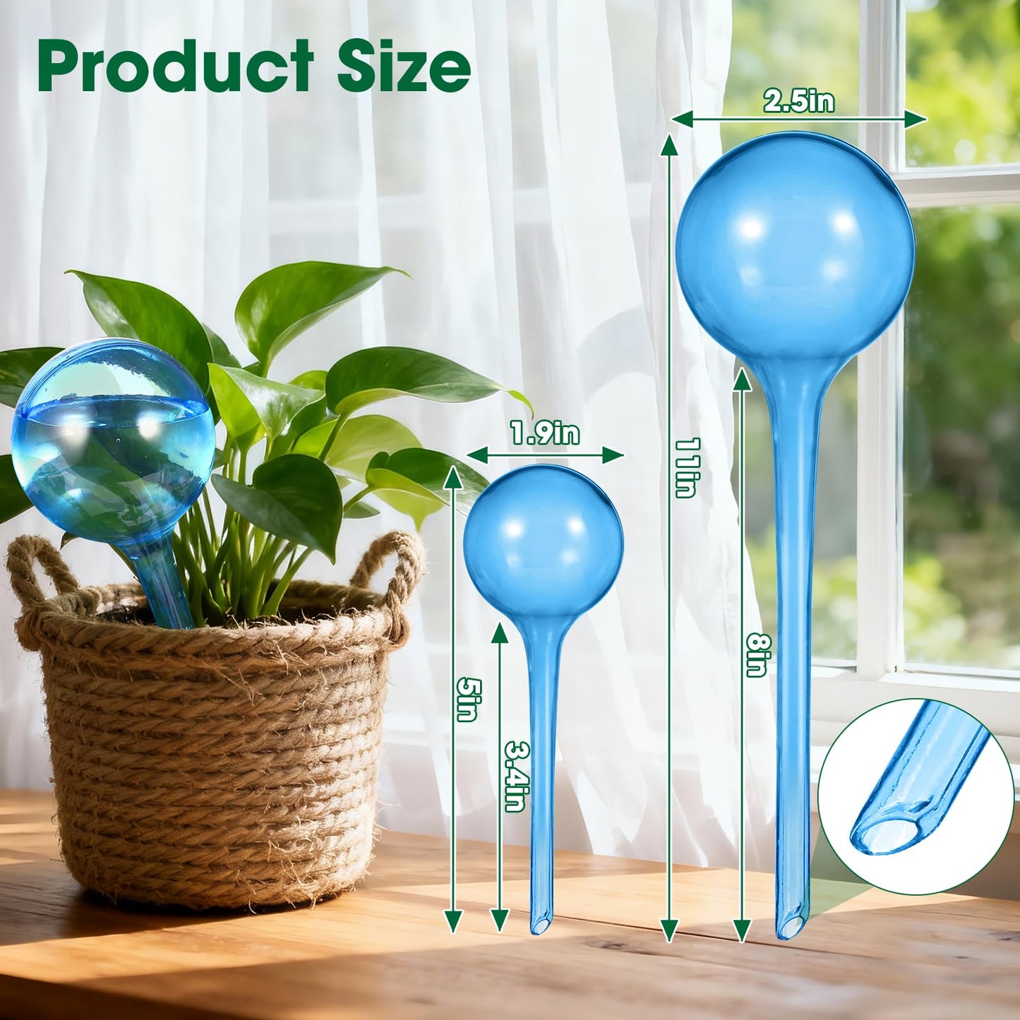 VZZNN 20 Pack Hard Plastic Plant Watering Globes (Blue) - Transparent Self Watering Globes for Indoor & Outdoor Potted Plants, Vacation Plant Care, Water Conservation Device
