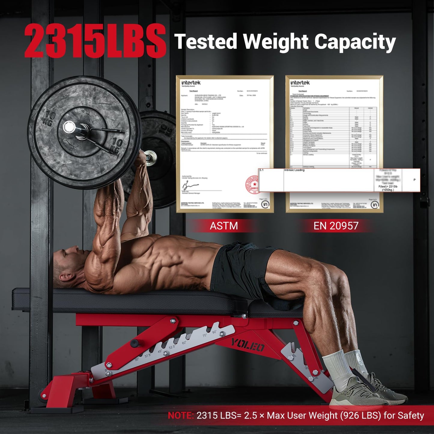 YOLEO Commercial Adjustable Weight Bench - MAX 2300LBS Heavy Duty Workout Bench for Home Gym, Decline/Flat/Incline Bench Press 2.4" Thick Pad (6-Step Assembly) (Weight Bench + 1 Dumbbell)